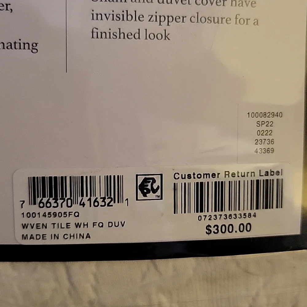 Charter Club Damask Collection White Tile Matelasse Full/Queen Duvet Cover New…